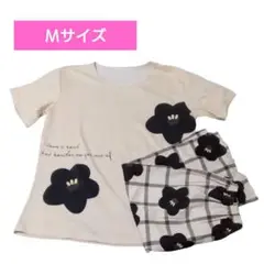 花柄　ルームウェアセット 　Mサイズ　パンツ　パジャマ　アイボリー