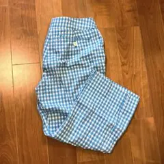 OLD ENGLAND 水色チェック ジョガーパンツ 36