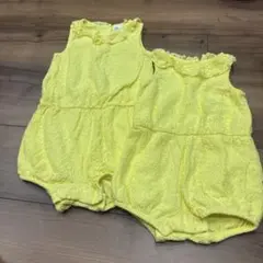 H&M イエローレースロンパース2着セット