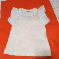 All The Children 半袖シャツ 100フリル袖　パール ホワイト