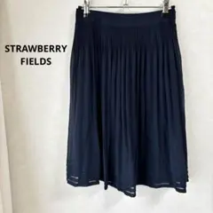 STRAWBERRY-FIELDS ネイビー フレアスカート プリーツ