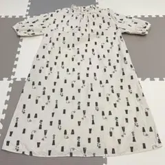 【美品】SELF SERVICE 花瓶プリント 半袖ロングワンピース