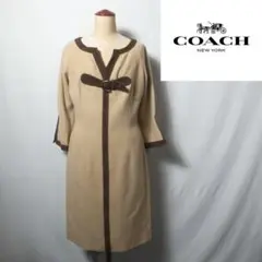 COACH キャメルヘア ラムレザー トリムワンピース 2