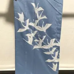 D304 夏着物　訪問着　群鶴　水色　絽　ポリエステル　洗える着物　未使用極美品