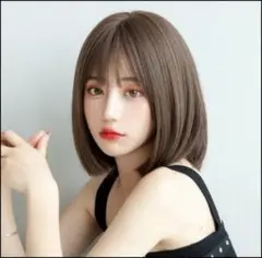 可愛い ボブ ダークブラウン フルウィッグ ウェーブ かつら ストレート