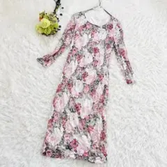 TOGETHER　オットー　レースワンピース　(M)　桃色系　長袖　花柄　ドレス