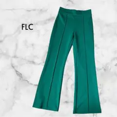 FLC フレアパンツ スラックス 伸縮性 ストレッチ カジュアル 緑 M