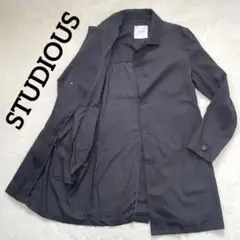147【色褪せ品】古着 STUDIOUS ブラック ステンカラーコート