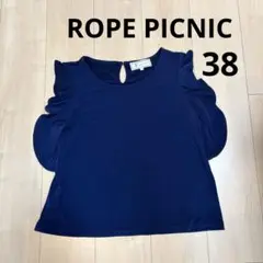 ROPE PICNIC フリル袖 ノースリーブ ネイビー カットソー