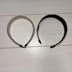 レース風ホワイトカチューシャ&ベルベット風ベージュカチューシャ