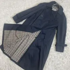アクアスキュータム トレンチコート NAVY×チェック レディース 大きい