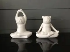 ヨガ　猫　置物　2個セット　(788)