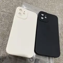 iPhone12 ケース　ソフトケース　ブラック　オフホワイト　2個セット