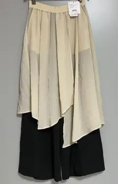 新品 OSMOSIS オズモーシス ワイドパンツ アイボリー/ブラック FREE