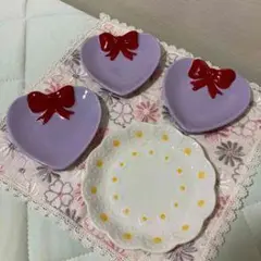 ハート型紫色小皿3枚セット