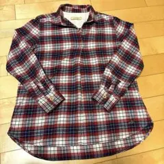最終値下げ★クロコダイル　レディース 赤チェック柄 長袖　スキッパーシャツ　M