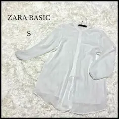 美品【ZARA BASIC】ザラベーシック シースルー長袖シャツ S ホワイト