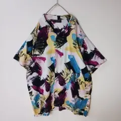 【人気】 総柄 開襟シャツ レーヨン100 マルチカラー 2XL