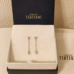 美品★ジュエリーツツミ★K10YGダイヤモンド 揺れるデザインのピアス