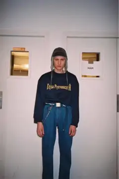 GOSHA RUBCHINSKIY LOGO BELT NAVY