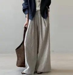 ワイドパンツ レディース 涼しい ボトムス ゆったり ポケット付き ベージュ