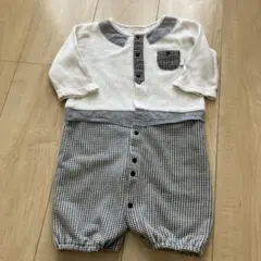 petit main チェック柄ロンパース