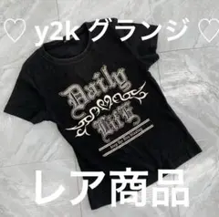 SUNNY DAISY 半袖Tシャツ ブラック ロゴプリント 丸首 カジュアル
