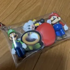 マリオ　ルイージ　ガチャ詰めポーチ　ミニフィギュア　ストラップ　セット　帽子　赤