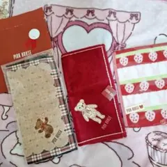PINK HOUSE クマ刺繍 いちご ハンカチ 3枚セット 未使用