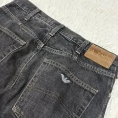希少美品✨ アルマーニジーンズ イーグルロゴ金具 ブラックデニムパンツ