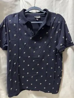 H&M メンズ　ポロシャツ　濃紺色 ヤシの木　Lサイズ 超美品