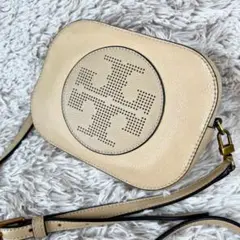 トリーバーチ ミニショルダーバッグ デカロゴ ライトベージュ