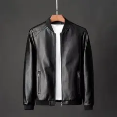 メンズカジュアル厚手のレザーコートjH