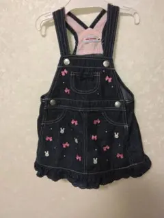 超美品【（120）ミキハウス デニムジャンバースカート 】