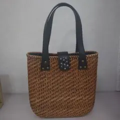【極美品】銀座ヨシノヤ ハンドバッグ カゴ 編み上げ 花柄 メッシュ 極美品】銀座ヨシノヤ ハンドバッグ カゴ 編み上げ 花柄