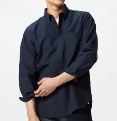 ネイビー ボタンダウン 長袖シャツ