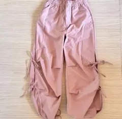 WEGO カジュアルピンクパンツ サイドスリット・リボン付き
