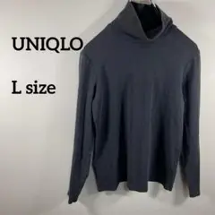 ユニクロ ハイネックロンT L ダークグレー春秋a264②