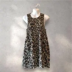 レディース　ノースリーブチュニック（M-L）ドット　総柄　ポケット　プリーツ