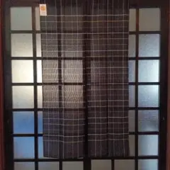インド綿100%(格子柄のれん黒）☆新品