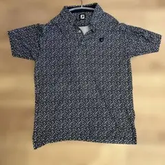 FJ ネイビー 花柄 ゴルフポロシャツ XL