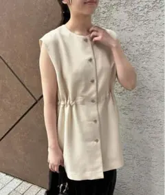 〈apart by lowrys〉メッシュ　ドロストベスト　ベージュ