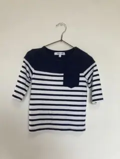 GLOBAL WORK ネイビー/ホワイトストライプ Tシャツ S