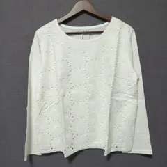 【新品】レース プルオーバー 長袖 LL オフホワイト