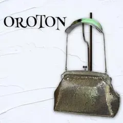 【OROTON】オロトン ポーチ ハンドバッグ 個性的 シルバー レディース