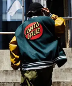 SANTA CRUZ スタジャン ダークグリーン/イエロー SANTA CRUZ スタジャン L グリーン/イエロー ストリート系