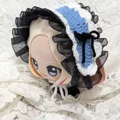 〈水色×白色×黒色〉ぬい服　ヘッドドレス　ちびぐるみ　にじぬい