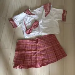 セーラー服　コスプレ　ピンク　チェック