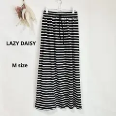 LAZY DAISY ロングスカート　M ボーダー　白　黒　ストライプ