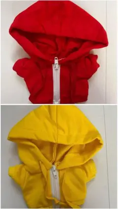 ぬいぐるみ 20cm用 服 パーカー 赤 黄 2点セット